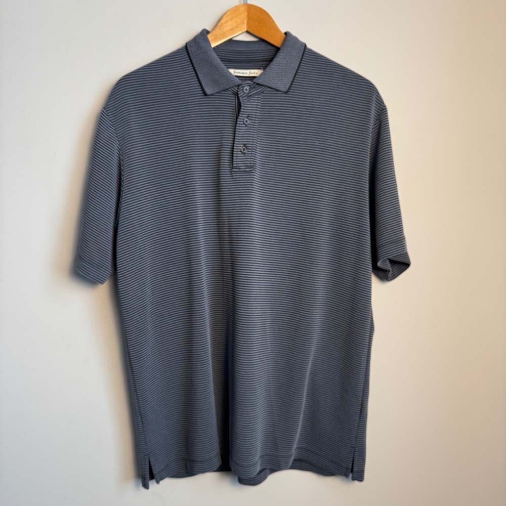 Jamaica Jaxx Men's Large Striped Polo Shirt Short Sleeve Casual Golf Vintage Y2K